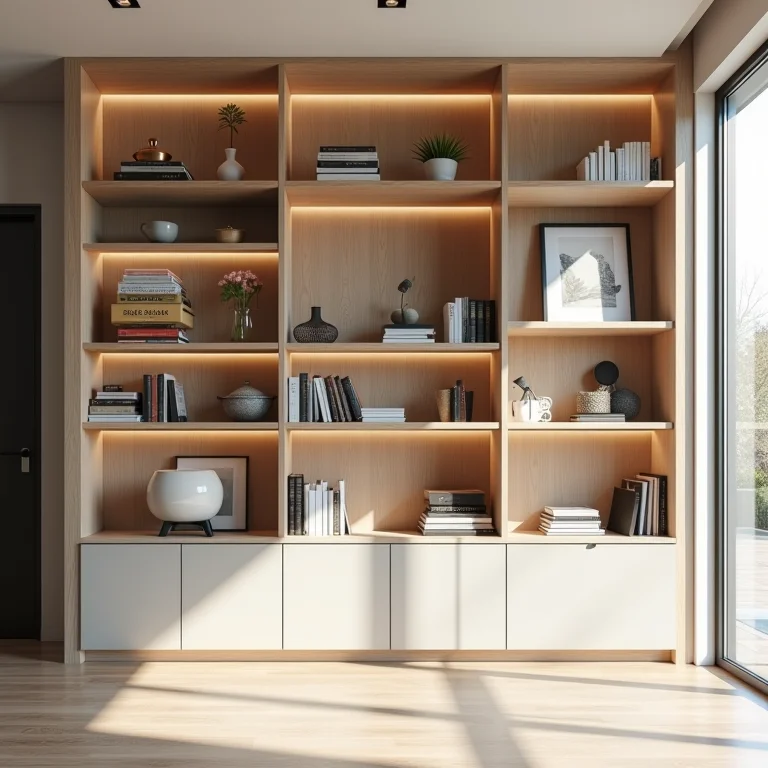 Nichos na parede toda como estante moderna