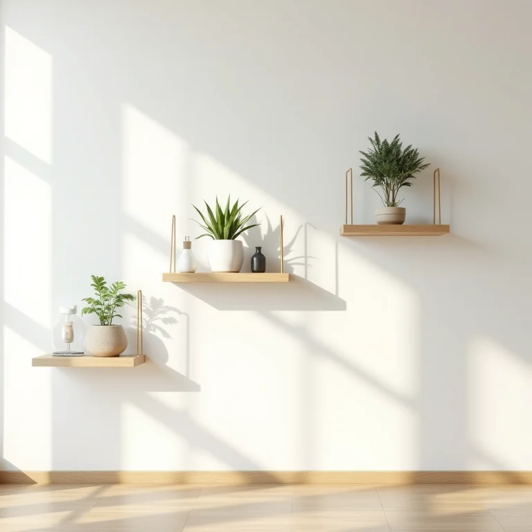 Nichos suspensos em sala minimalista