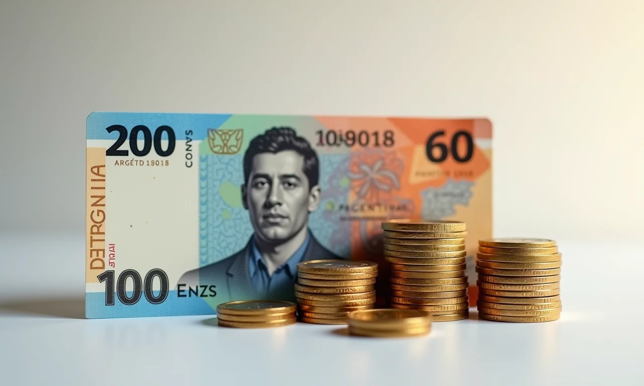 Notas e moedas de Peso Argentino.