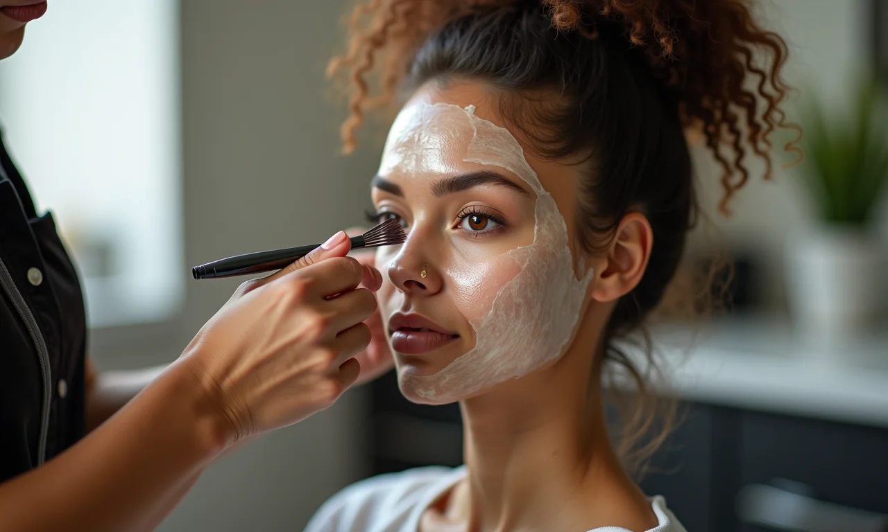 Nutrição capilar em salão com máscara nutritiva sendo aplicada.