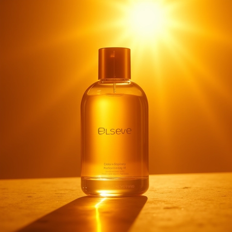 Óleo Extraordinário Elseve com reflexo de luz solar e embalagem luxuosa.