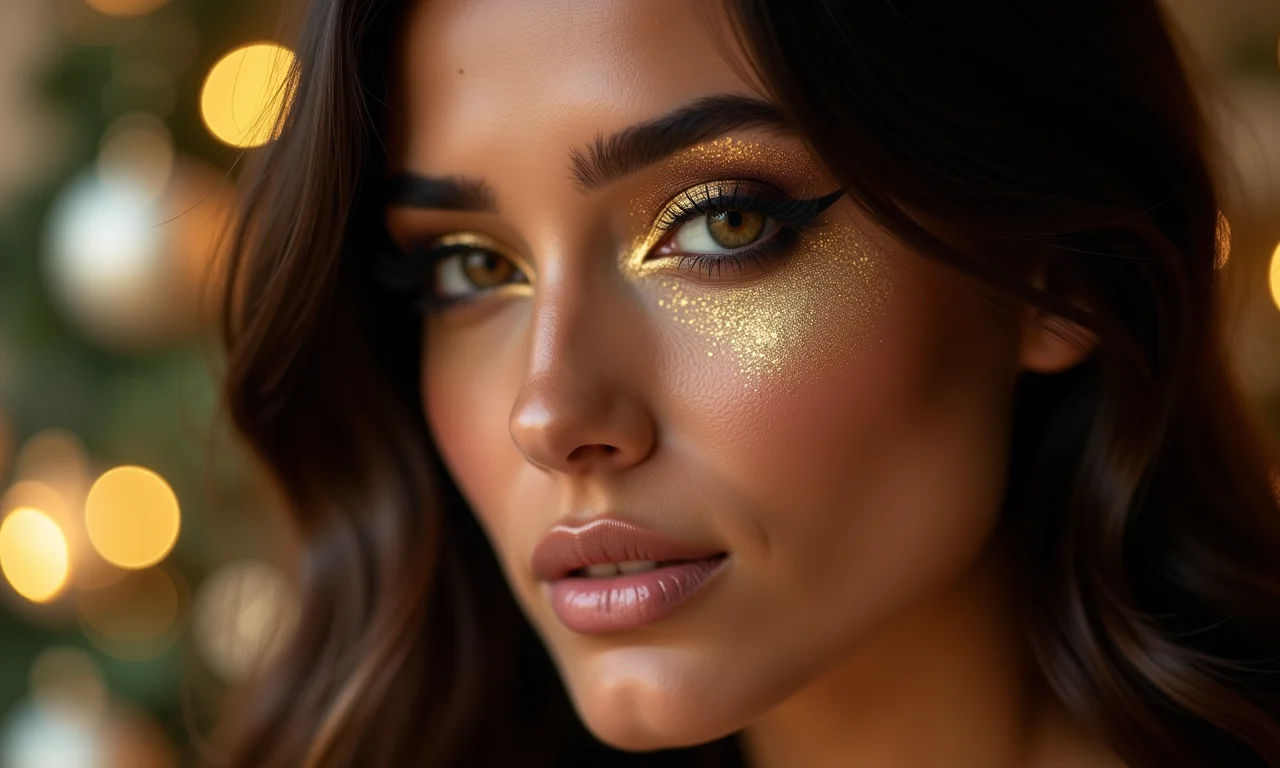 Olho esfumado clássico com dourado para o Natal.