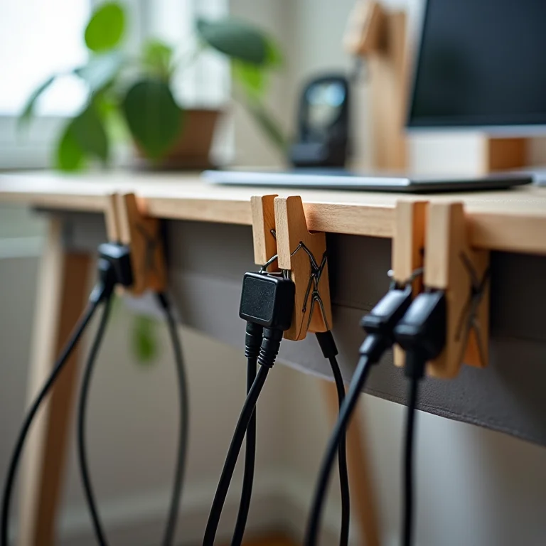 Organizadores de cabos criativos feitos com prendedores de roupa