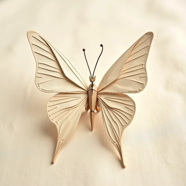 Origami de borboleta delicada em tecido de linho