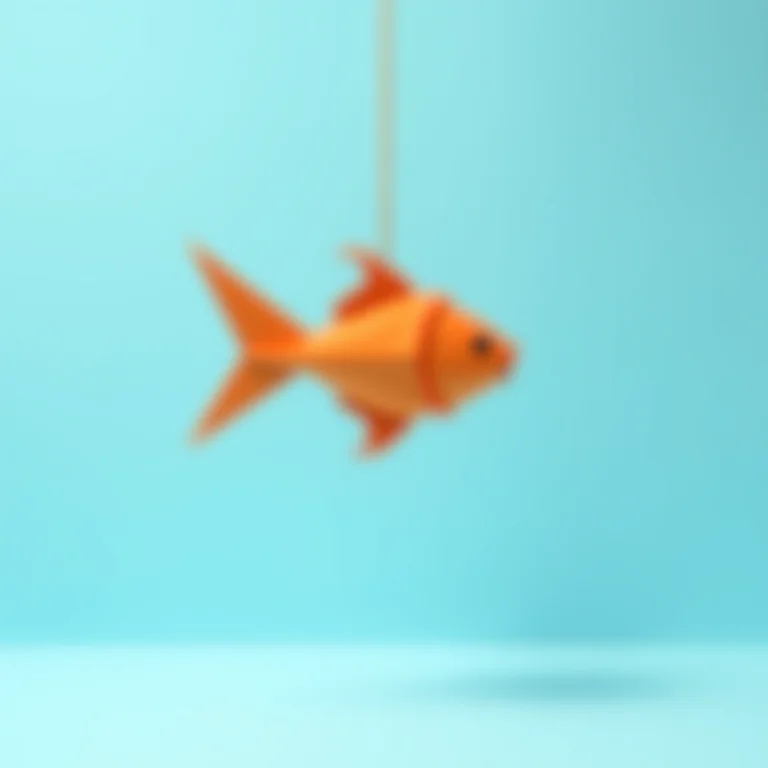 Origami de peixinho colorido suspenso no ar