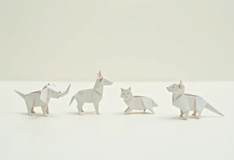 Origamis de animais em papel colorido