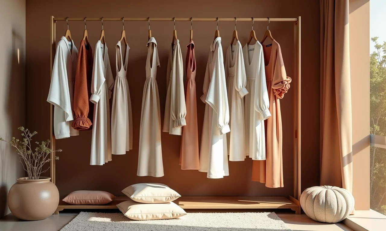 Paleta de cores neutras e terrosas para um armário cápsula versátil e elegante.