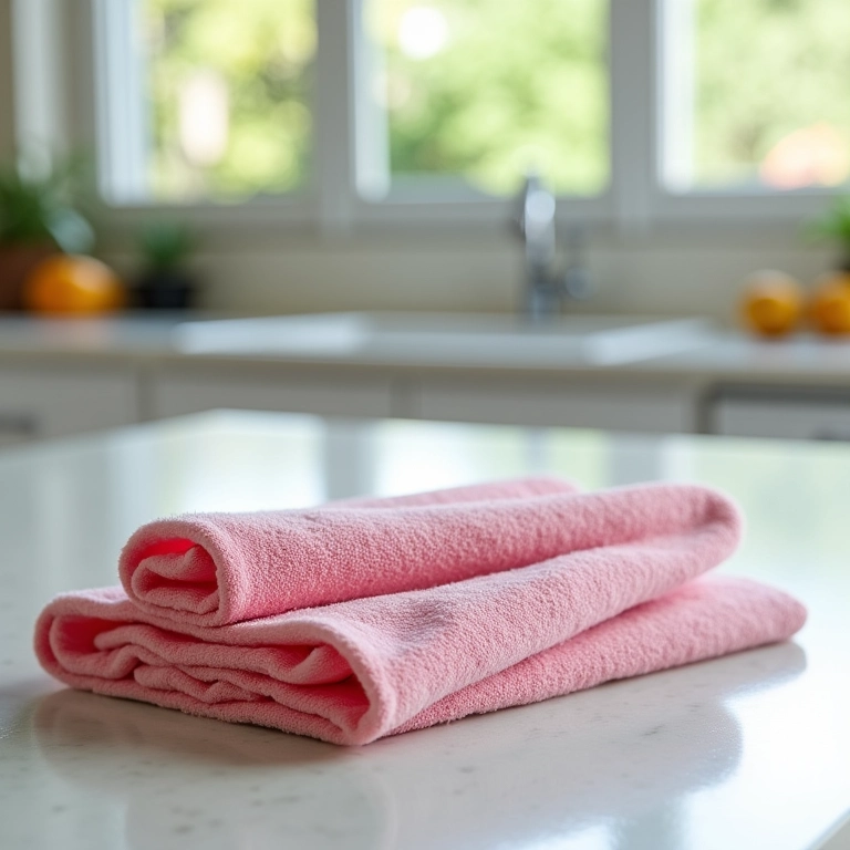 Panos de microfibra em uso na cozinha brasileira, mostrando seu poder de limpeza.
