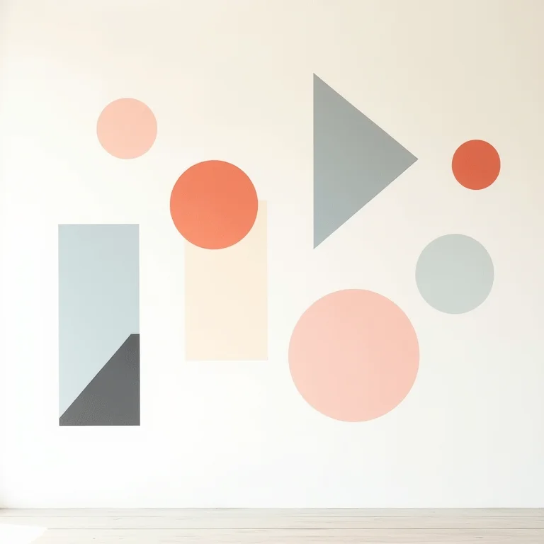 Paredes com diferentes padrões geométricos e combinações de cores