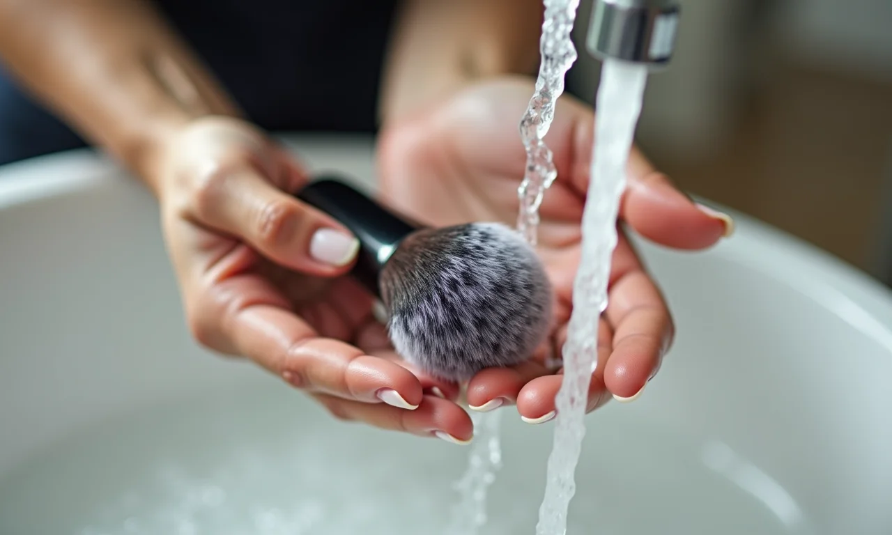 Passo a passo de como lavar um pincel de maquiagem.