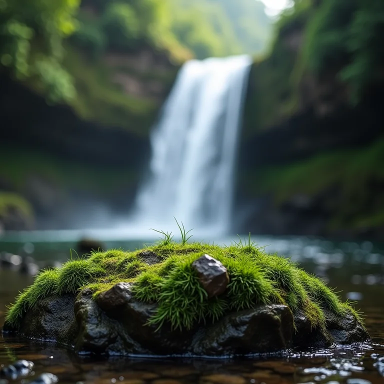 Pedra escorregadia próxima a uma cachoeira, representando perigo