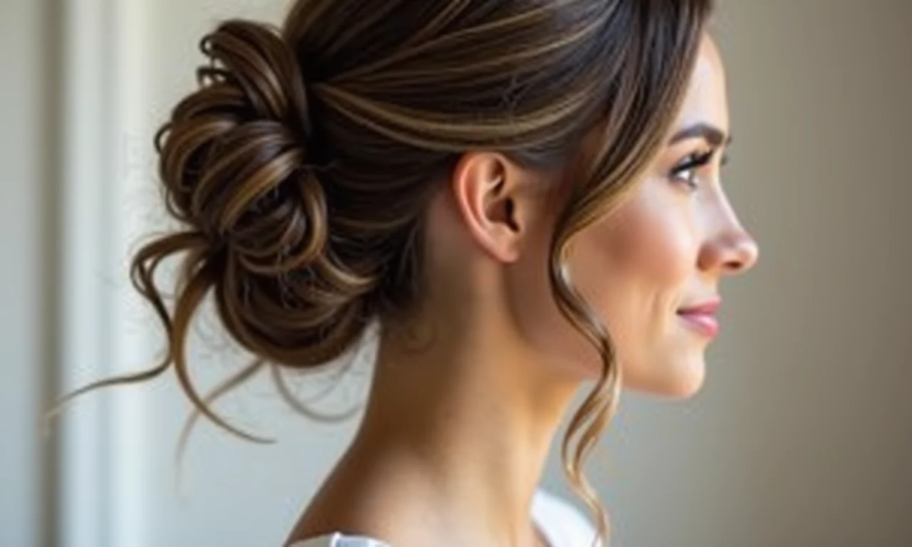 Penteado semi-preso para madrinha, estilo elegante e confortável com fios soltos e um prendedor refinado.