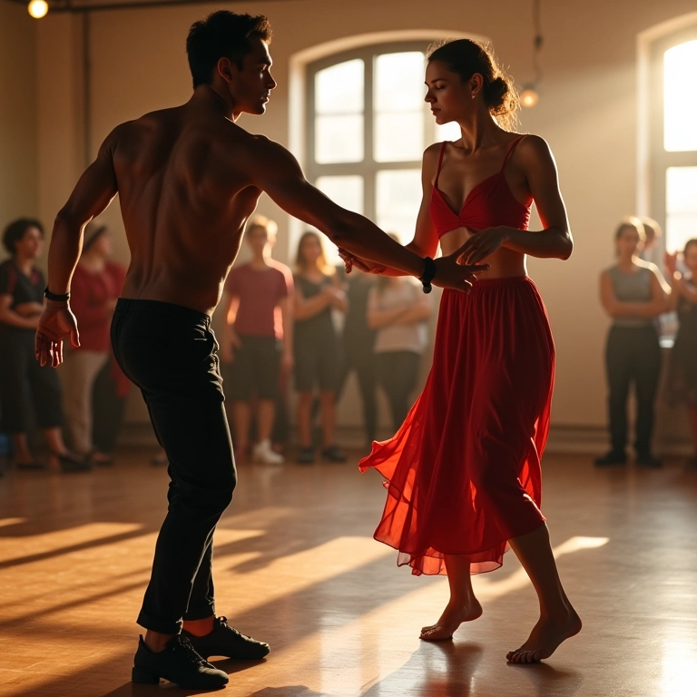 Pessoas dançando em pares e sozinhas, ambiente inclusivo.