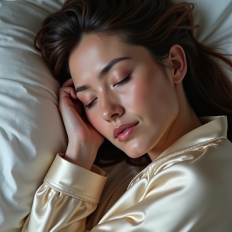 Pijama de seda reduzindo atrito e prevenindo rugas.