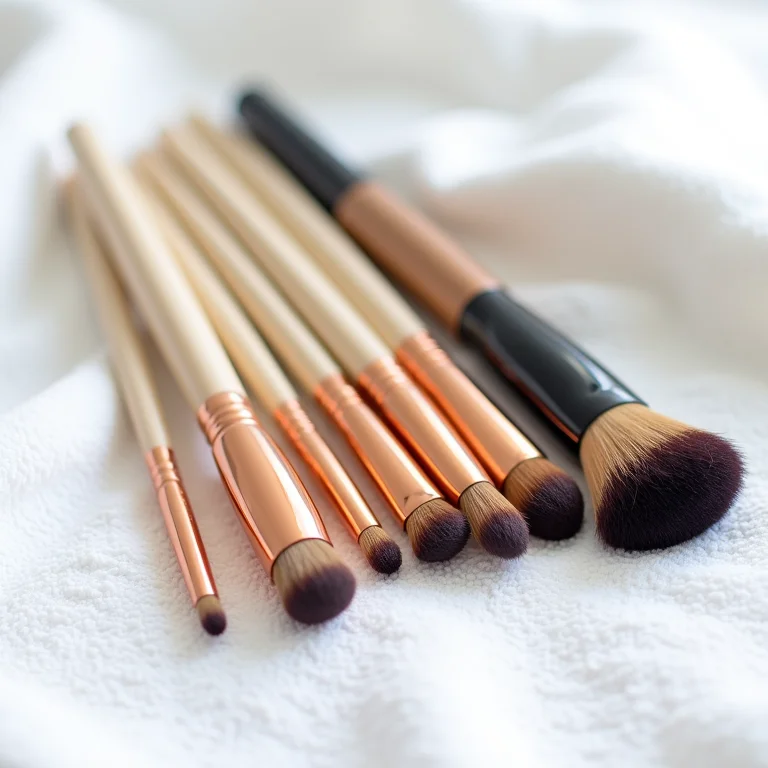 Pincéis de maquiagem secando em toalha
