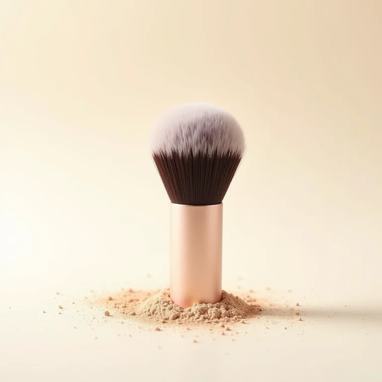 Pincel Kabuki reto com pó mineral ao redor
