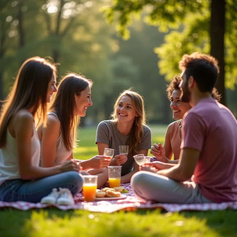 Piquenique com amigos no parque