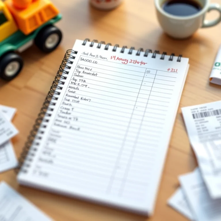 Planejador de orçamento familiar com anotações e despesas do dia a dia.