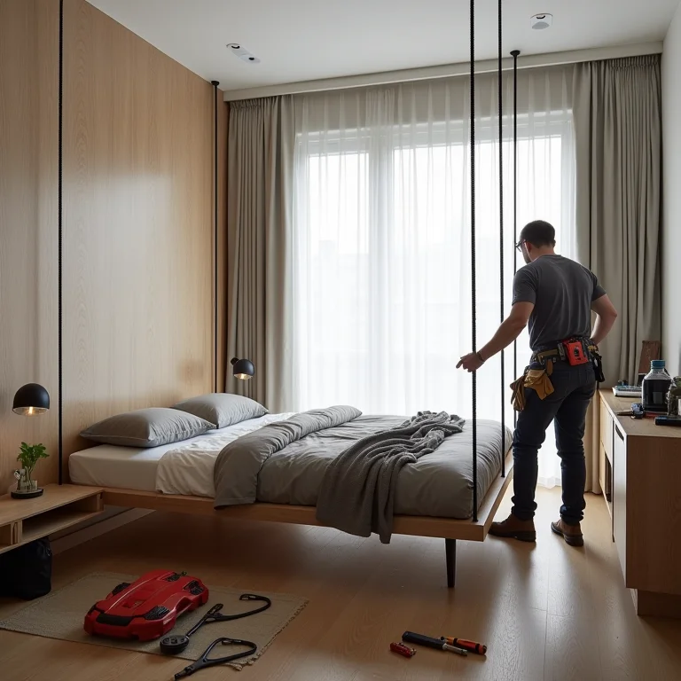 Planejamento da instalação de uma cama suspensa