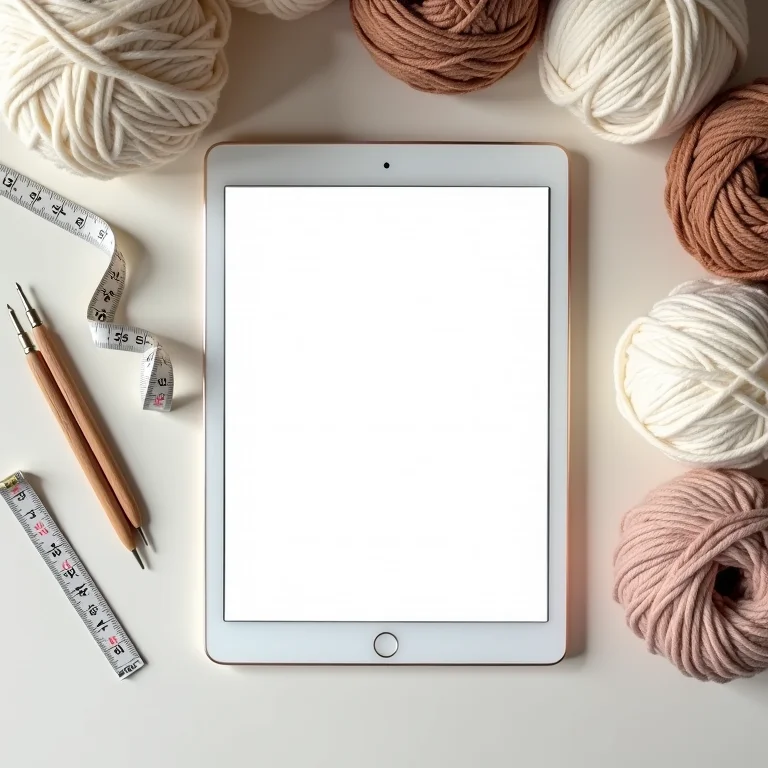 Planilha facilitadora de crochê moderno com materiais de crochê.