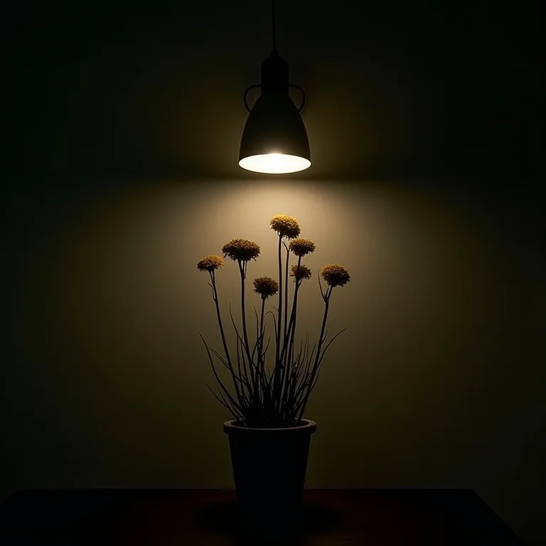 Plantas murchas por falta de luz em jardim de inverno