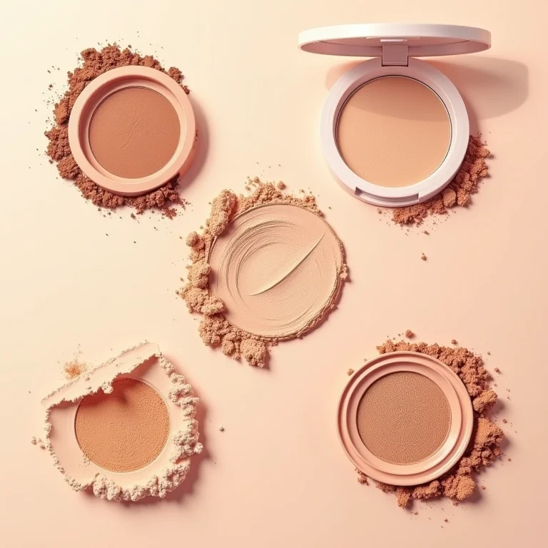 Pó facial acumulado nas linhas de expressão