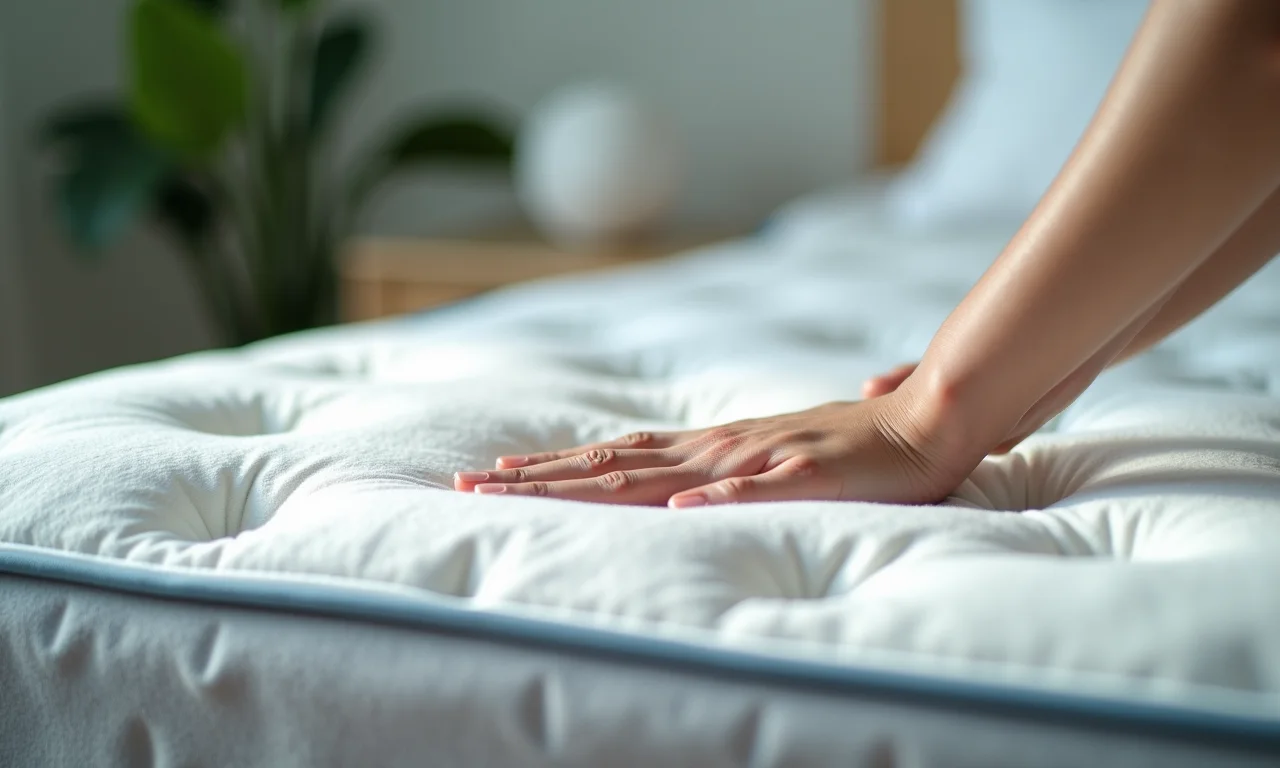 Pó Limpador Para Carpetes e Estofados da Dr. Kleen sendo aplicado em um colchão.