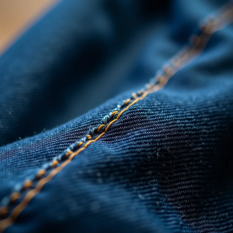 Ponto haste em bordado no jeans