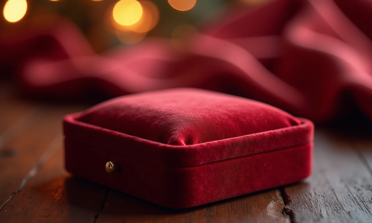 Porta joias com tecido aveludado em close-up.