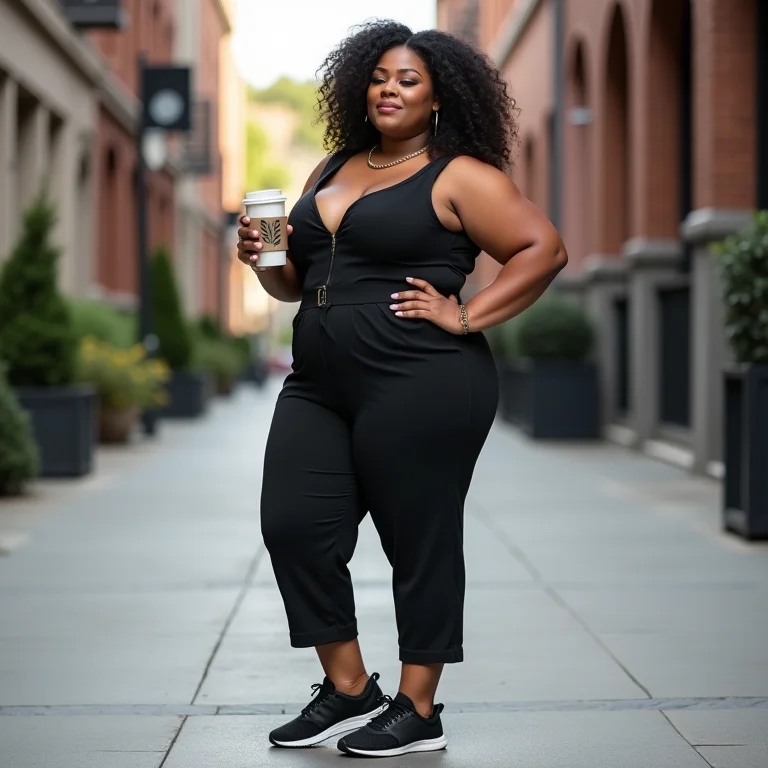 Praticidade e estilo com macacão e tênis preto