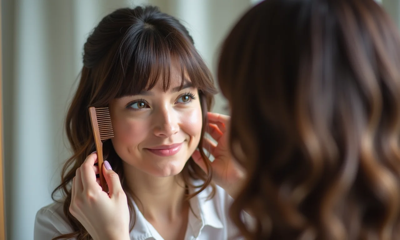 Preparando o cabelo para estilizar a franja cortina.