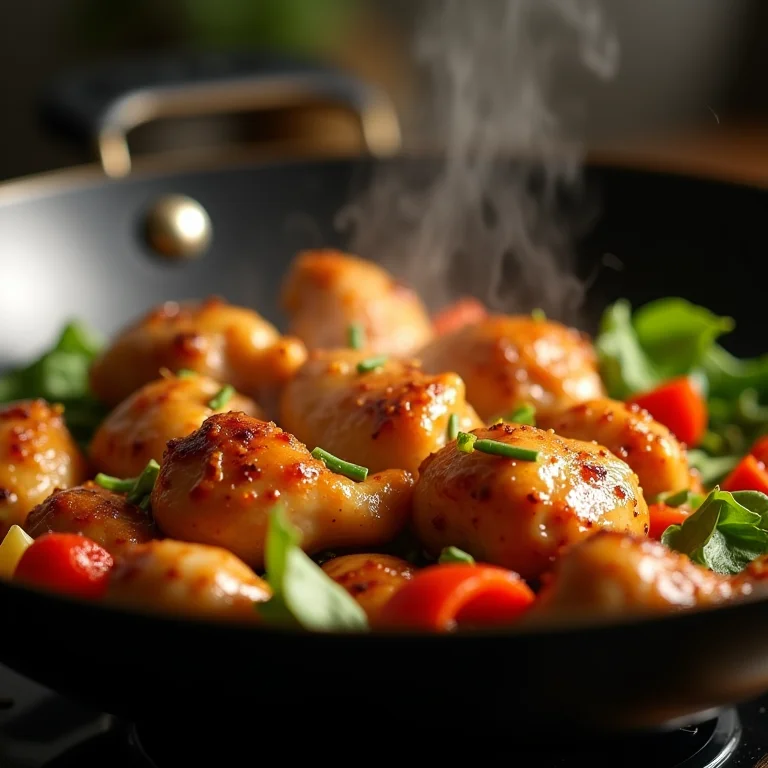 Preparo de frango e legumes marinados para marmita.