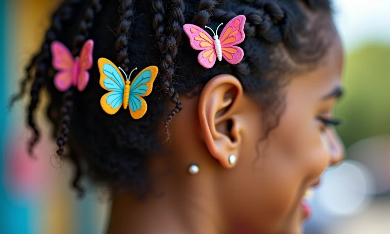 Presilhas e piranhas coloridas nos cabelos: acessórios divertidos.