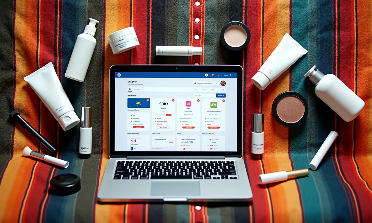 Produtos de beleza de diversas marcas para marketing de afiliados.