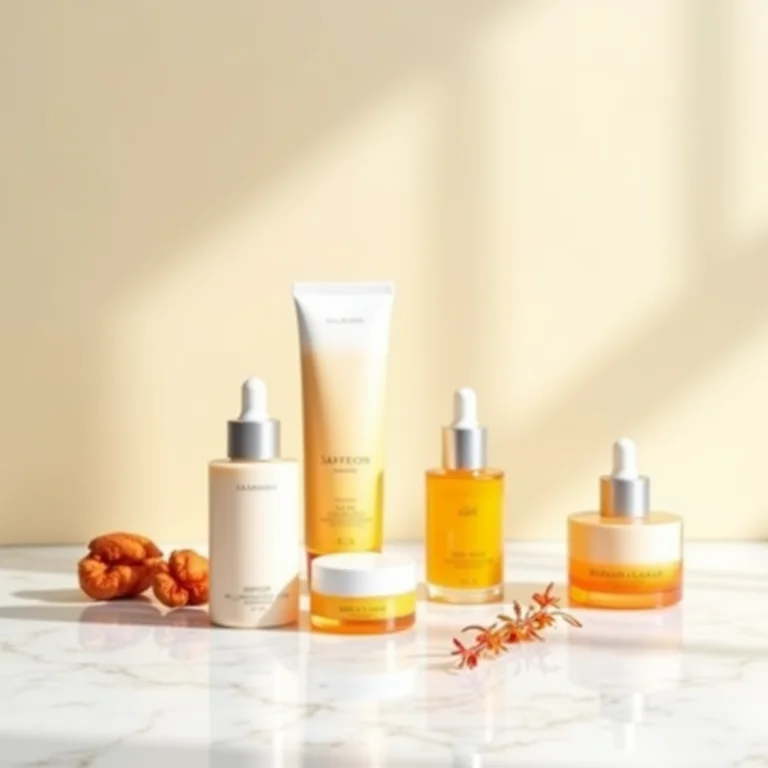 Produtos de skincare com açafrão