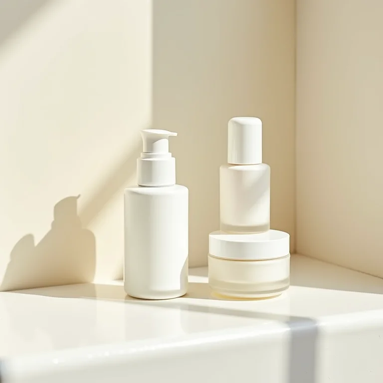 Produtos de skincare em uma penteadeira, resenhas