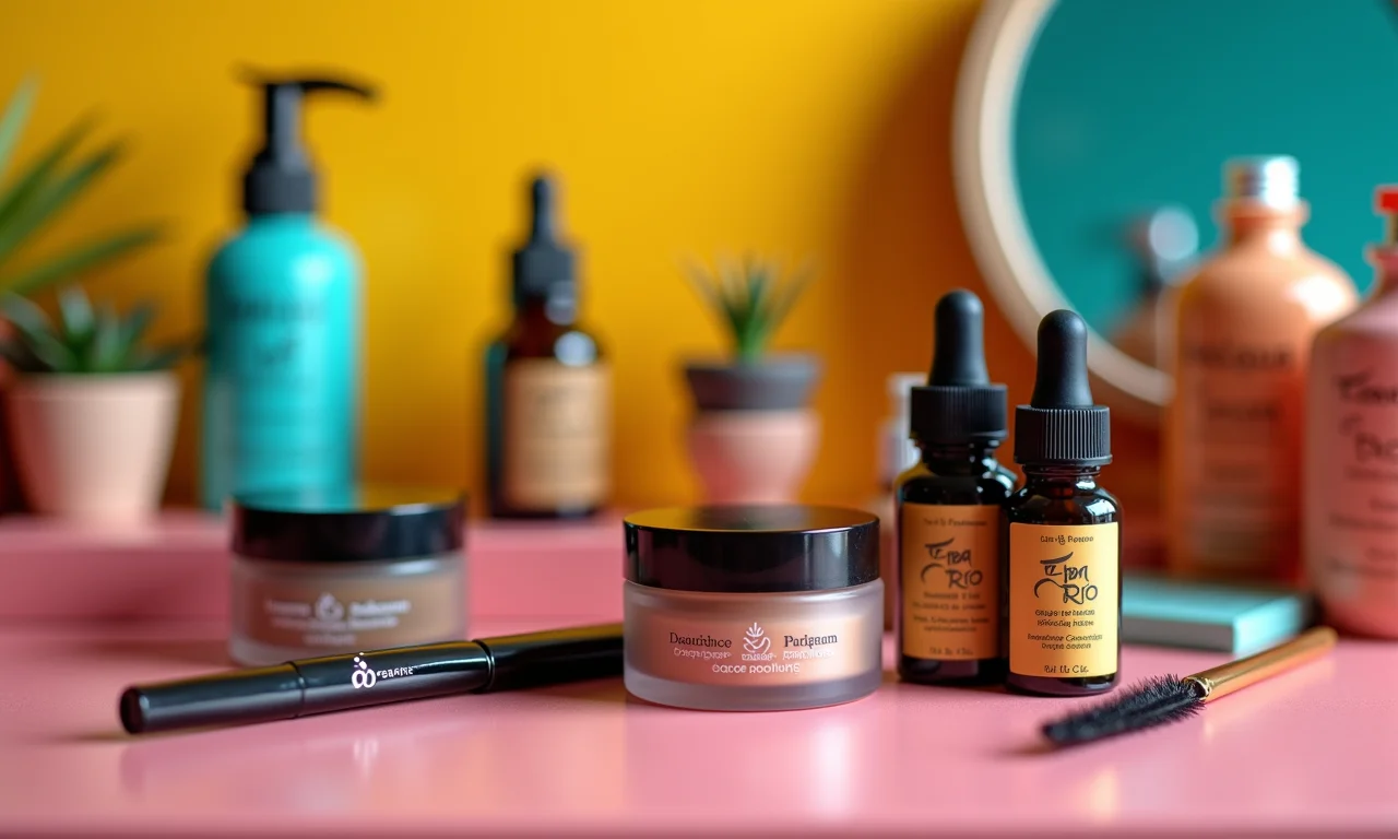 Produtos essenciais para o cuidado das sobrancelhas.