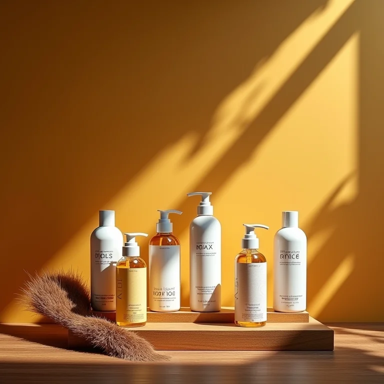 Produtos para cabelo, incluindo leave-in e óleos capilares.