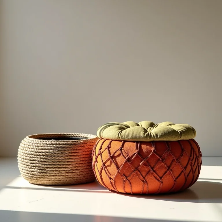 Pufes modernos feitos com pneus reciclados