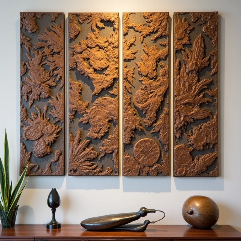 Quadros decorativos em MDF com designs únicos e motivos inspirados no Brasil.