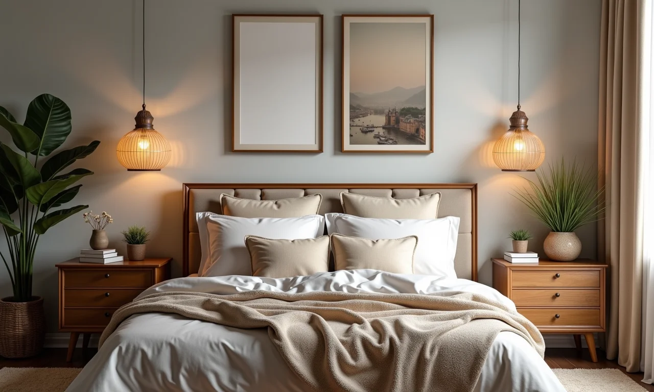 Quarto com acessórios de decoração pessoais.