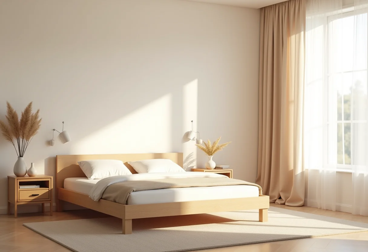 Quarto com decoração Feng Shui em tons pastel