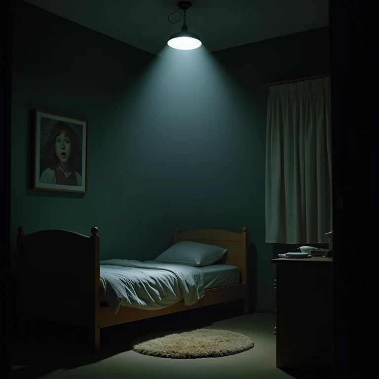 Quarto infantil com iluminação inadequada e sombras fortes