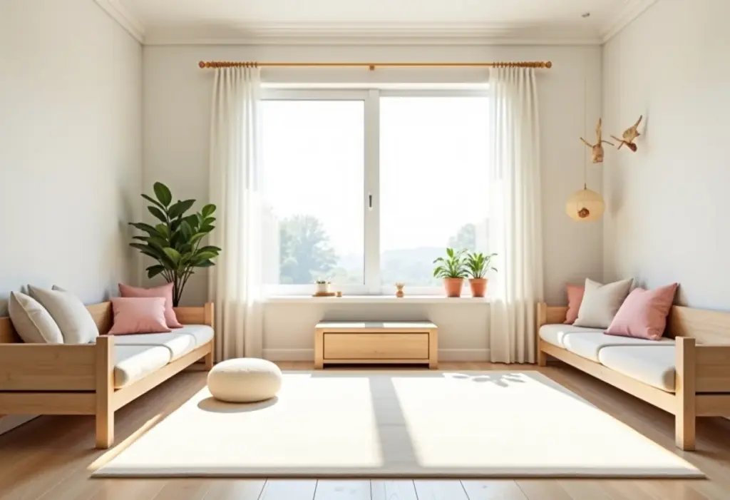 Quarto infantil funcional: 7 truques geniais para otimizar o espaço Quarto infantil funcional com móveis otimizados e decoração clean