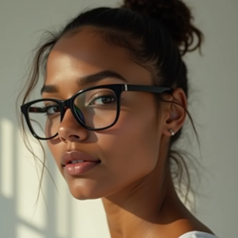 Rabo de cavalo lateral para mulheres com óculos