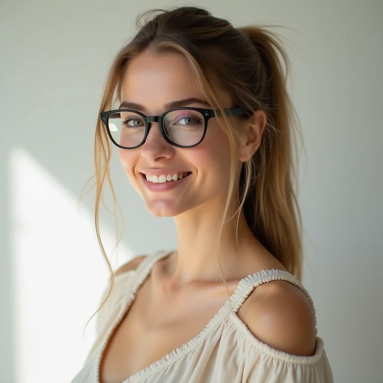 Rabo de cavalo lateral para usar com óculos