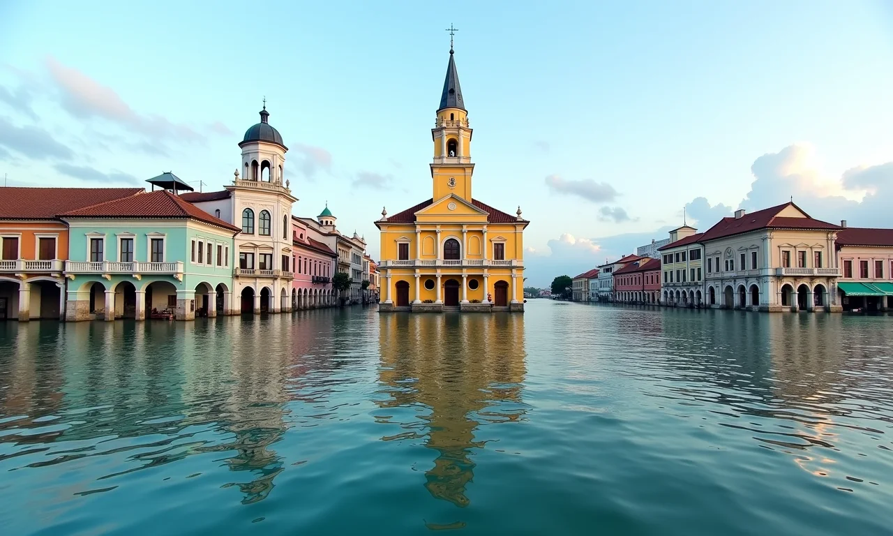Recife, a 'Veneza Brasileira', com edifícios históricos parcialmente submersos.