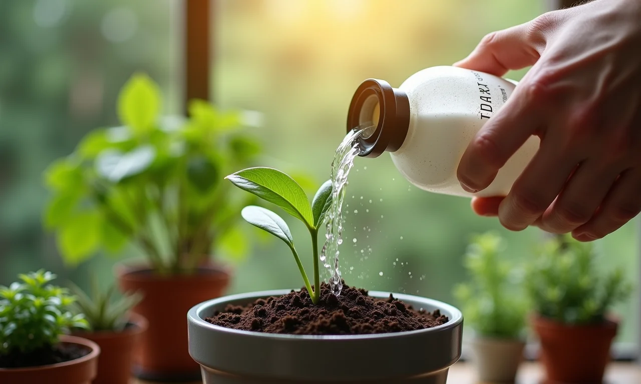 Regando e adubando plantas em vasos da maneira correta.