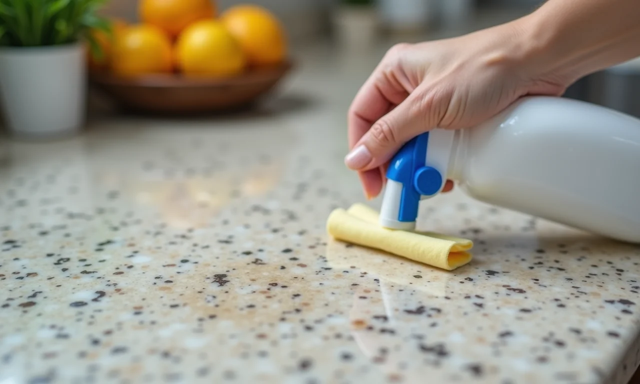 Remoção de manchas em bancada de granito.