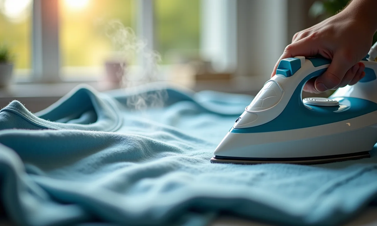 Roupa levemente úmida sendo passada a ferro.